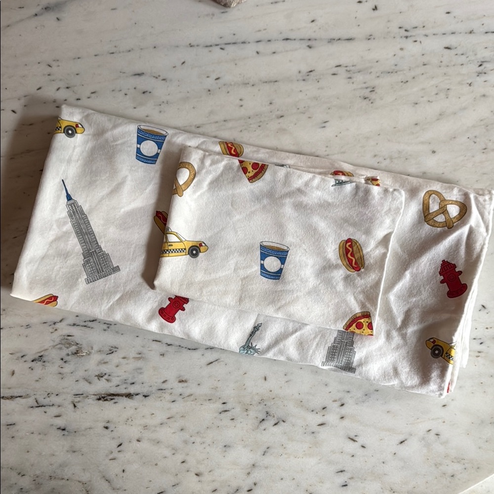 Brooklinen Toddler Duvet and Pillow case with New York City Icons